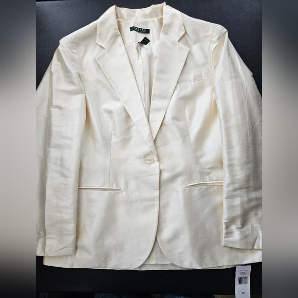 Lauren Ralph Lauren Jackets & Blazers - NWT - Silk Taffeta Lauren Ralph Lauren "Soft Cream" Dress Blazer - Size 16